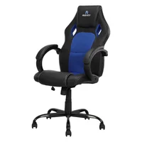 Silla Gamer para Oficina en Cuero Acolchada Giratoria Azul