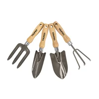 Set 4 Herramientas De Jardín Mango De Madera Y Organizador x 6 Unidades