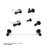 Accesorio Baño 6 Piezas Abs Salento Negro