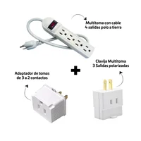 Combo De Multitoma + Adaptador 3 A 2