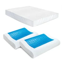 Combo: Protector Colchón Antifluido Doble +2 Almohadas Gel Ortopédica