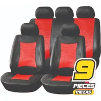 Cubre Asientos Charles Lux 9 Piezas Negro/Rojo