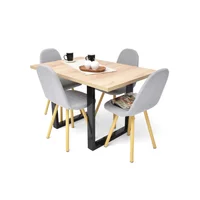 Set Comedor 4 Puestos Marsella Matiz 84X122X80 Plata
