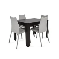 Set Comedor 4 Puestos Fraga Palermo 77X120X76 Plata/Wengue