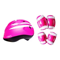 Combo Proteccion Casco Rodillera Codera Rosa