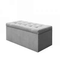 Puff Baúl Auxiliar Tela Gris
