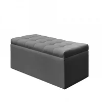 Puff Baúl Auxiliar Sintetico Gris