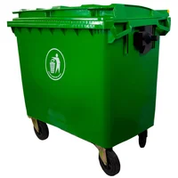 Contenedor Con Ruedas Plástica 1100 Litros Verde Con Tapa