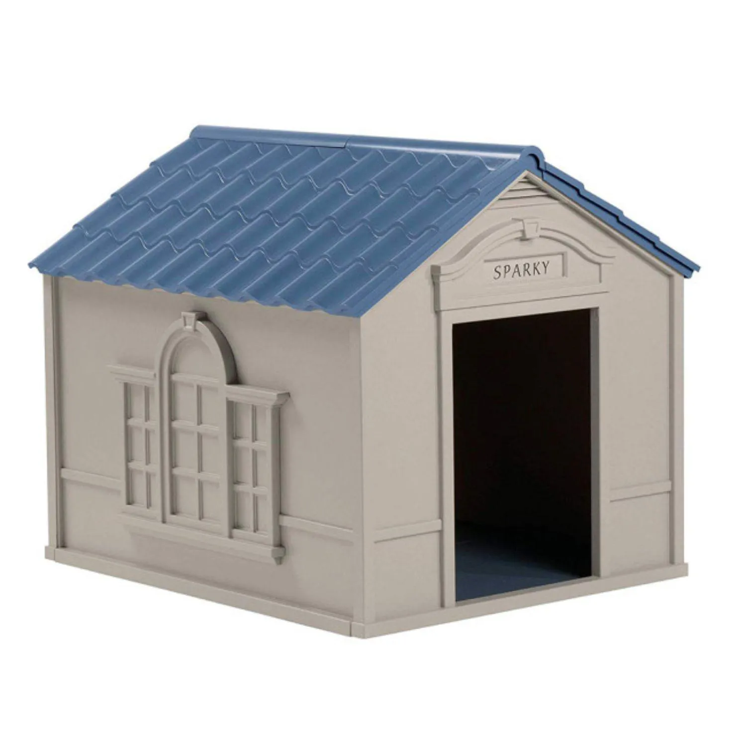 Casa Para Perros De Resina 35x27x35pulg Grande Gris