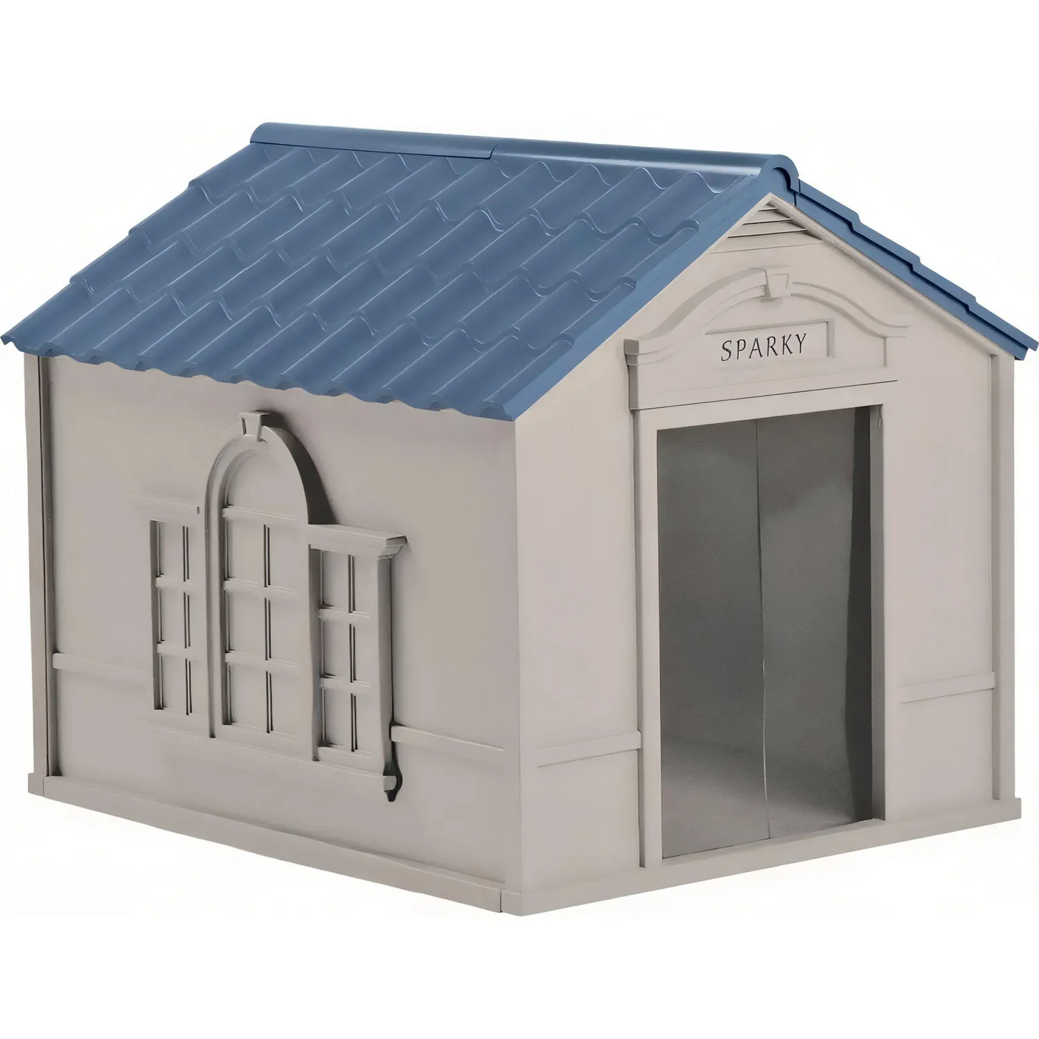 Casa Para Perros De Resina 35x27x35pulg Grande Gris 4