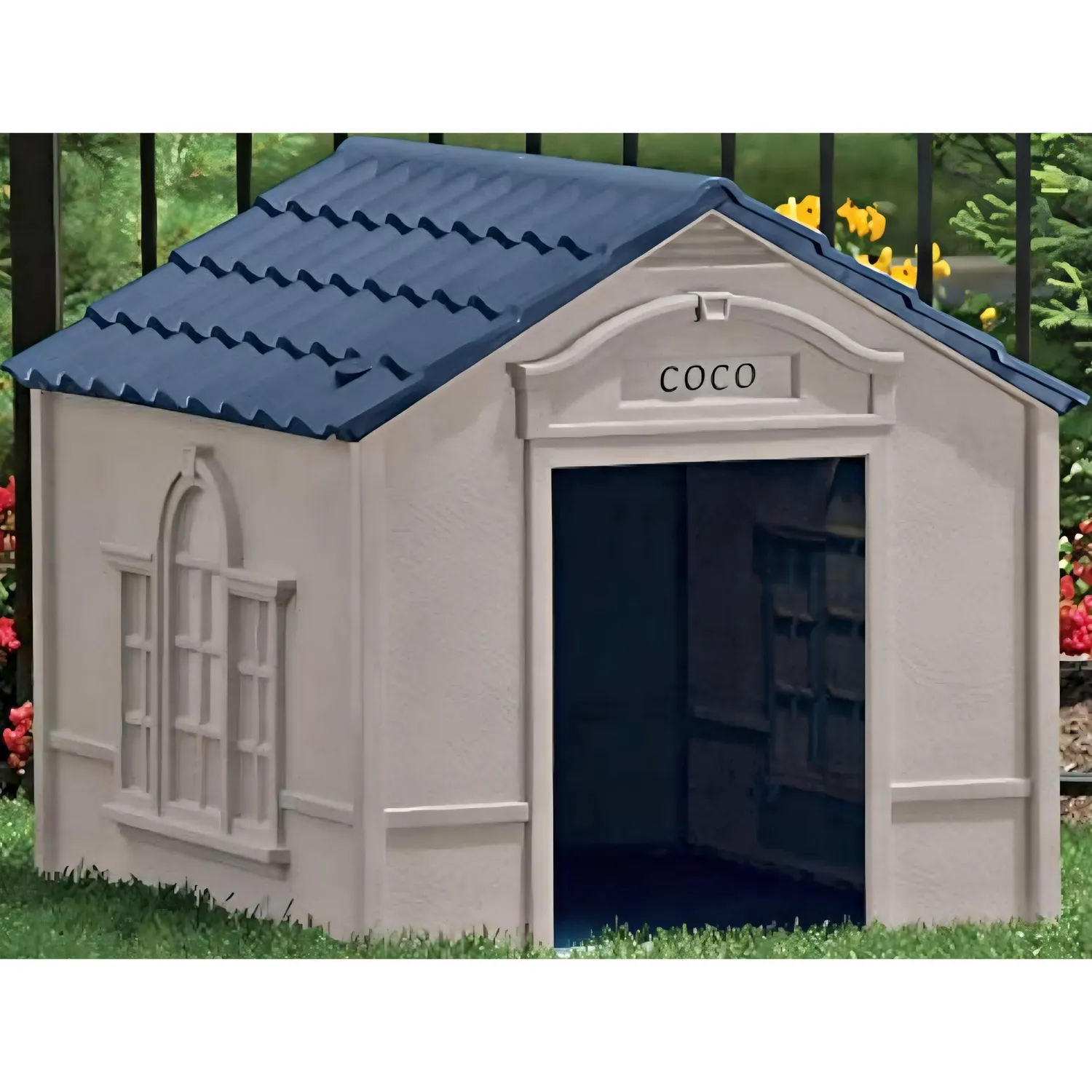 Casa Para Perros De Resina 35x27x35pulg Grande Gris 5