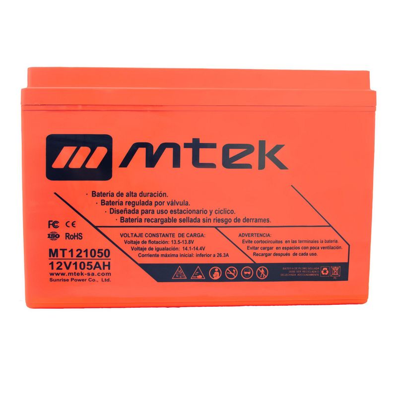 Batería Sellada Vrla Agm Mtek 12V 105Ah MTEK | falabella.com