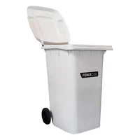 Contenedor Con Ruedas Plástica 120 Litros Blanco Con Tapa