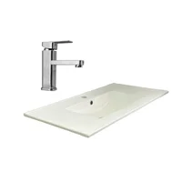 Kit lavamanos incru farzi 90x46 blanco+griferia