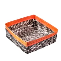 Canasta Cuadrada Caña Flecha 23.5x7x23.5 cm Café Just Home Collection