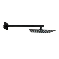 Regadera Ducha Negra 25X25 Cuadrada Lujo+Brazo Ducha Cuadrado Inkorporar
