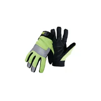 Guantes Utilitarios Cat Talla M en Cuero Sintético Negro con Verde Fluorescente