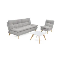 Sala con Sófa Cama Munich 85X180X90 Plata Mesa