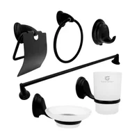 Juego de Accesorios para Baño Negro Zinc 6 Piezas