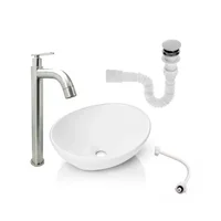 Kit Lavamanos Blanco+griferia Agua Fria+push y Acople