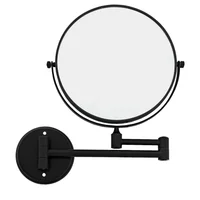 Espejo Retráctil Circular Negro Con Aumento