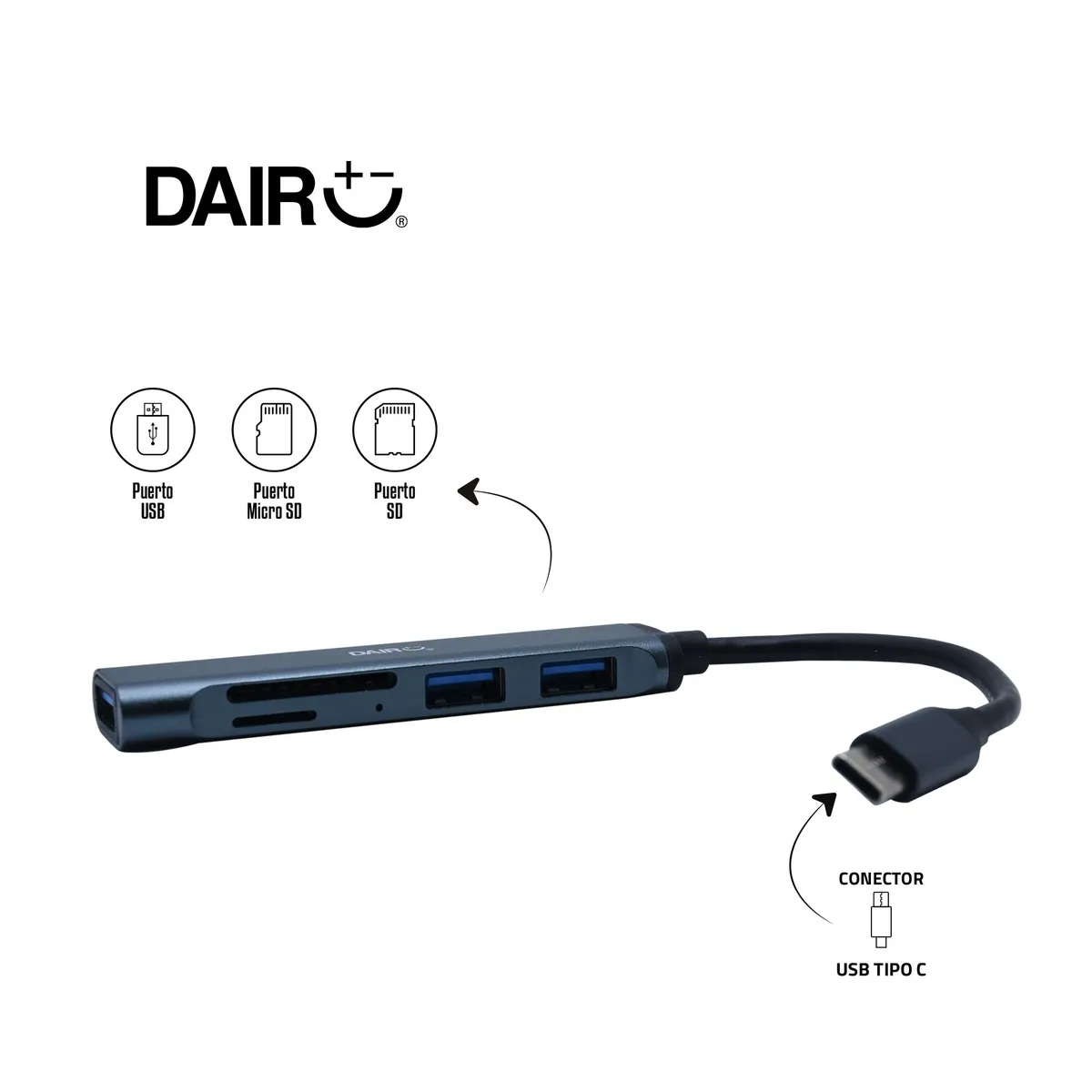 DAIRU - Adaptador Multipuerto 5 En 1 Conector Usb Tipo C Dairu