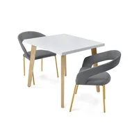 Comedor 2 puestos Tiza Sillas Atenas 78x206x80 Gris