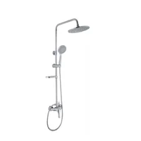 Columna Ducha Circular+teleducha Flexible En Acero Inox.
