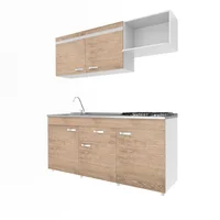 Cocina Integral Plaka 1.80 Metros Vienes Incluye Mesón Poceta Izquierda En Acero Inoxidable Con 4 Fogones A Gas