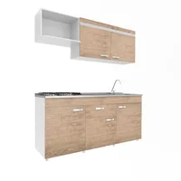 Cocina Integral Plaka 1.80 Metros Vienes Incluye Mesón Poceta Derecha En Acero Inoxidable Con 4 Fogones A Gas Just Home Collection