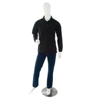 Camiseta Tipo Polo Manga Larga Negra _ Pmlngtm