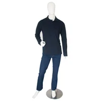 Camiseta Tipo Polo Manga Larga Azul Oscuro _ Pmlaztm