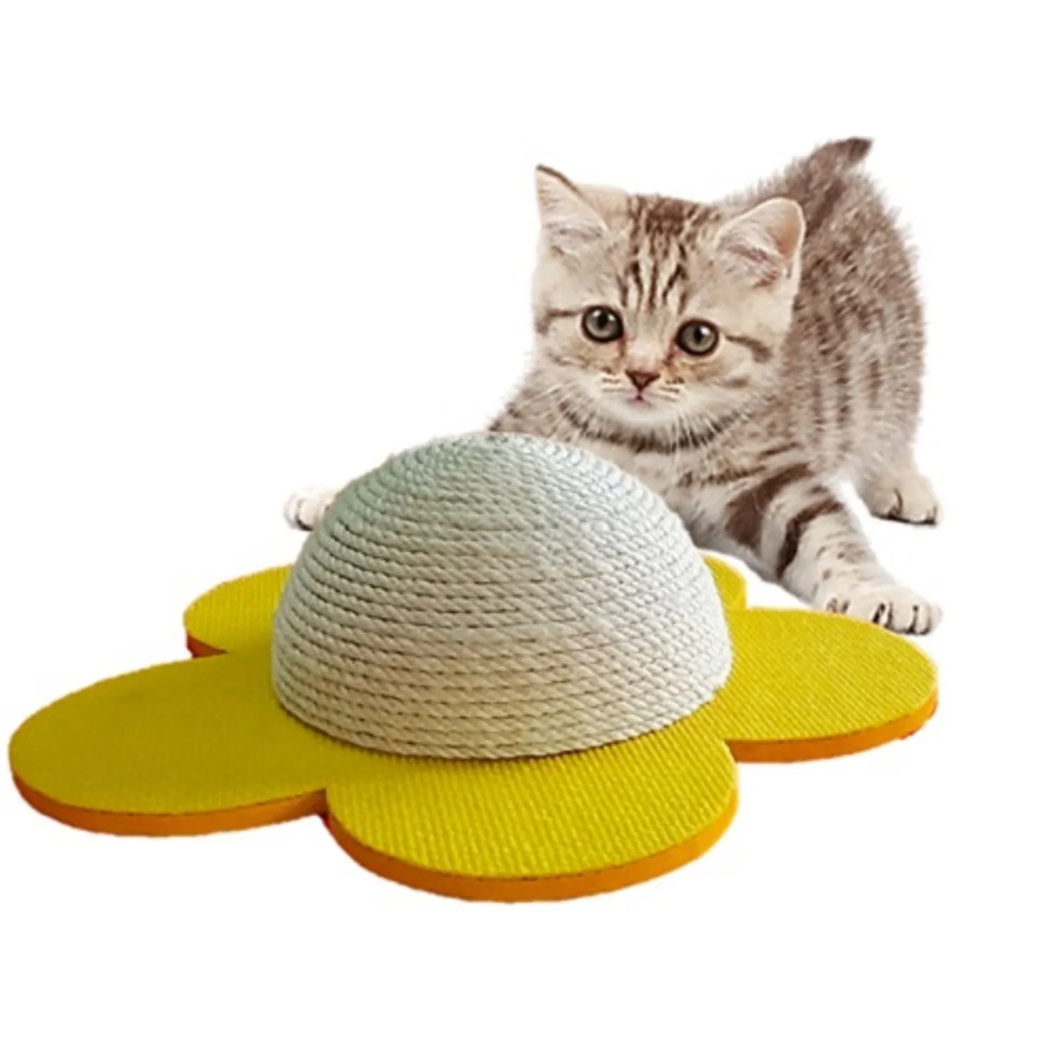Rascador Para Gatos Flor 40x40x25cm Pequeño Amarillo