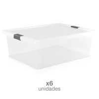 Cajas Organizadoras con Broches 37l\Natural-Gris Set X 6 Unidades