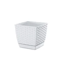 Matera Ratán Sintético Tejido Cuadrado Ratolla 25Cm Blanco
