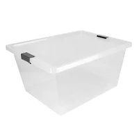 Caja Organizadora con Broches y Ruedas 55 litros Natural - Gris