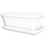 Jardinera Plástica Rectangular Venecia Con Plato 12x17cm Blanco
