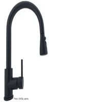 Grifería De Lavaplatos Monocontrol Pull Out Matte Cuello Curvo Negro Consumo 8.3 l/min