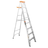 Escalera 2.46 m 8 Escalones 7 Peldaños Tijera con Bandeja Aluminio Tipo II 175 kg