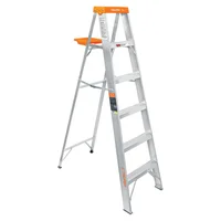 Escalera 1.86 m 6 Escalones 5 Peldaños Tijera con Bandeja Aluminio Tipo II 175 kg