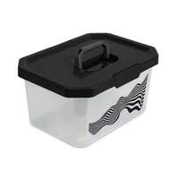 Caja Plástica Organizadora Con Broche Y Manija 16lt 42X21X29.7 cm Transparente/Negro Estra