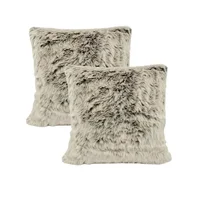 Kit x 2 Fundas Cojines Peluche Largo Crema Matizado