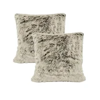 Kit x 2 Fundas Cojines Peluche Largo Café Matizado