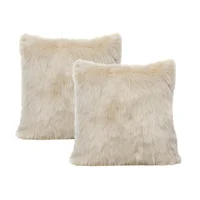Kit x 2 Fundas Cojines Peluche Largo Crema