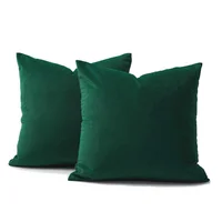 Funda X2 Cojines Decorativos Cuadrados En Tela - Verde Esmeralda
