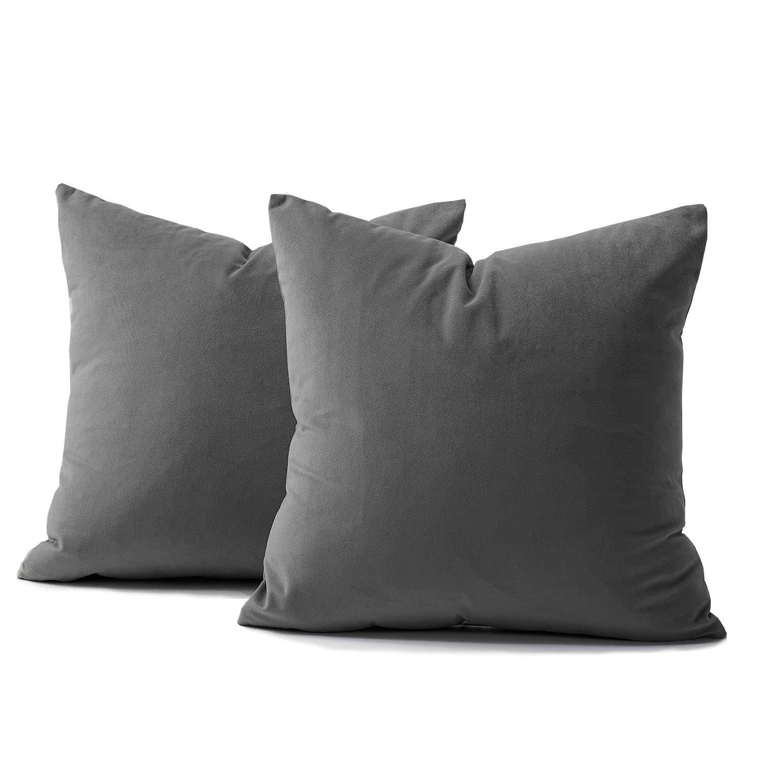 Conjunto De 2 Cojines Decorativos COROKIA Pelo Sintético 45 X 45 Cm Gris Oscuro Liso