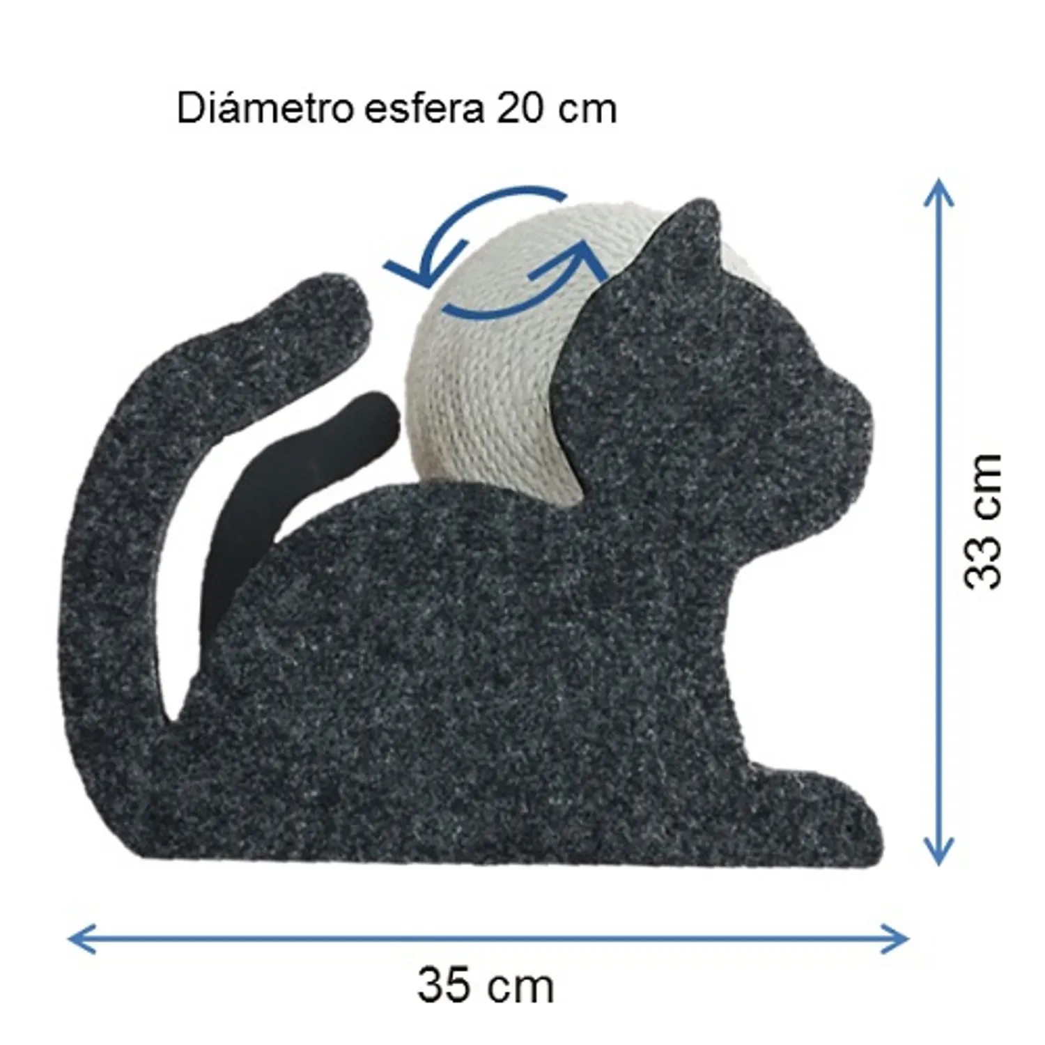 Rascador Para Gatos Esfera 33x24x35cm Pequeño Negro 3
