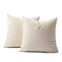 Cojín X2 Decorativo Cuadrado En Tela - Marfil