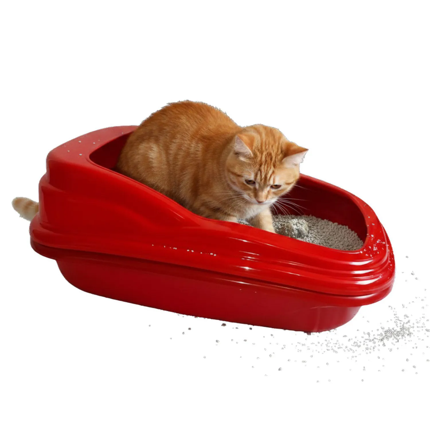 Sanitario Pequeño Para Gatos 57X37X21Cm Mediano Rojo