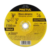 Disco para Desbaste de Metal de 9" 6.2 mm. 6.650 Rpm